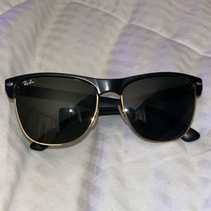 Ray-Ban Clubmaster Oversized Sunglasses, Black & Gold